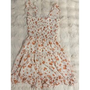 Jessica Simpson Floral Smocked Mini Dress Orange White Tiered Ruffle Small